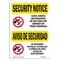 Signmission OSHA Security Sign, 10" Height, 14" Width, Rigid Plastic, Knives Weapons Banned Bilingual, Landscape OS-SN-P-1014-L-11555 - alternate 1